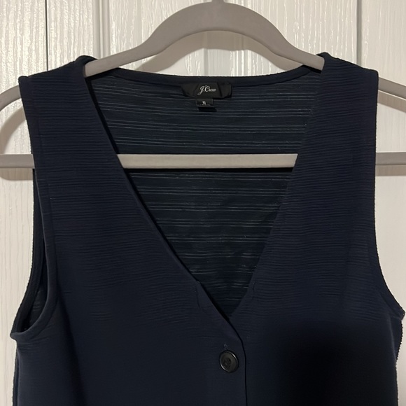 Front tie navy sleeveless top - Picture 3 of 3